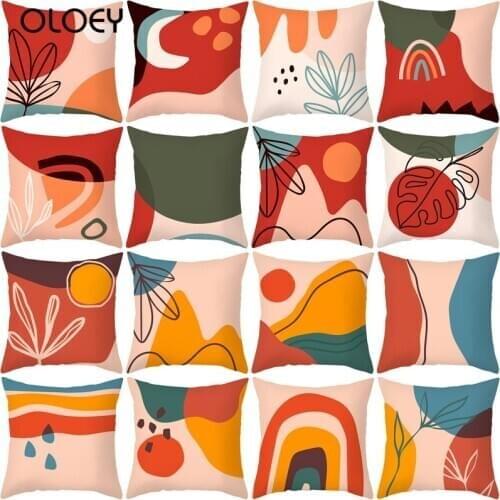 Minimalist Abstract Geometry Polyester Pillow Case Decorative Single-sided Print Pillow Cover for Sofa Home Decor Cushion Cover