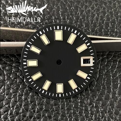 29mm Black Sterile Mechanical Watch Dial Japan C3 Super Luminous Marks Date Window Fit NH35A Automatic Movement