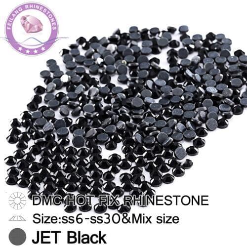DMC Hotfix Rhinestone FlatBack Rhinestones SS6 SS10 SS16 SS20 High Quality Black Garment Accessories,Wholesale Free Shipping