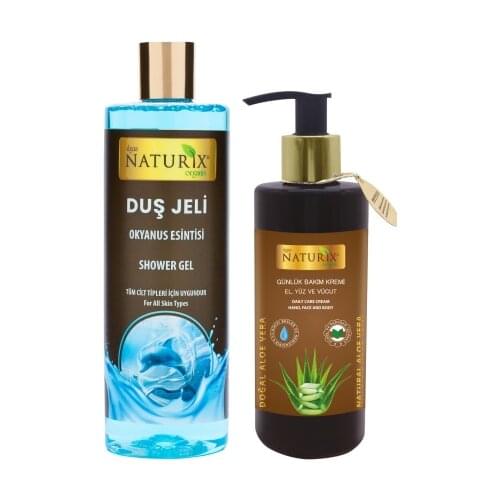 Naturix 2'Li Ocean Breeze Shower Gel 400 Ml Ocean Shower Gel + 250 Ml Aloe Vera Hand Face Body Moisturizer