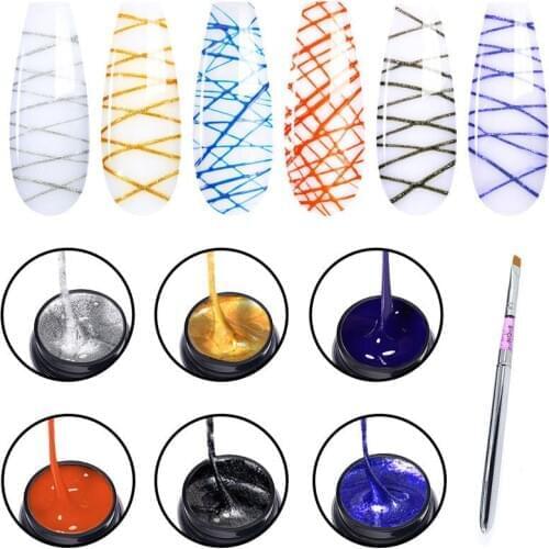 Elite99 5ml Metallic Spider Silk Gel Polish Set Drawing Painting Hybrid Varnishes Soak Off Pulling Silk Gel Lacquer Nail Art