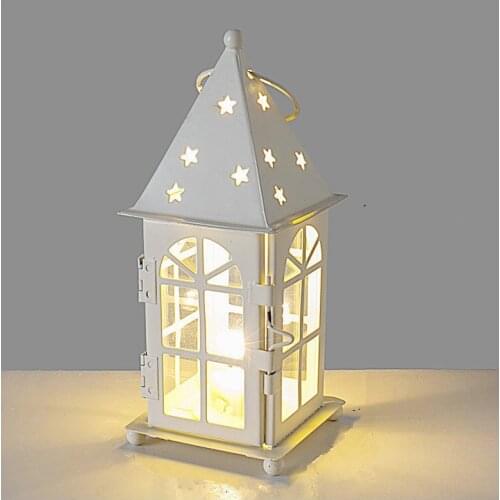 European Style Hollow Castle Lantern Candle Holder Desktop Home Decoration Decoration Indoor Romantic Wedding Windproof Lantern
