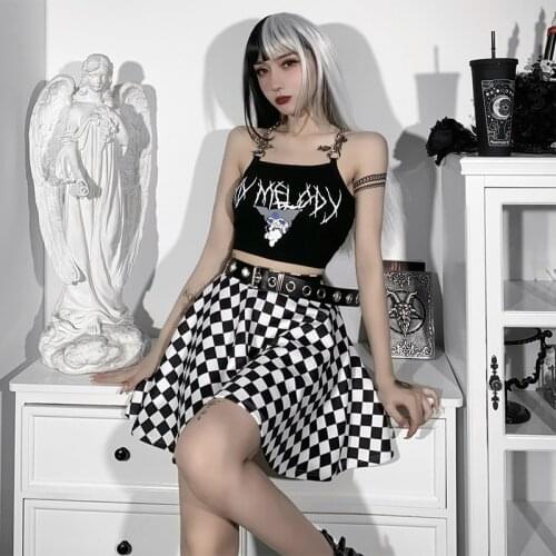 Gothic Punk High-waisted Plaid Skirt Harajuku Streetwear Korean Fashion Pleated Black Skirt y2k Dark Academia Mini Skirt