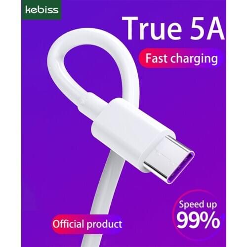 Kebiss USB Type C Cable for Samsung Huawei 5A Fast USB Charging Type-C Charger Data Cable for Xiaomi Redmi USB C Cable