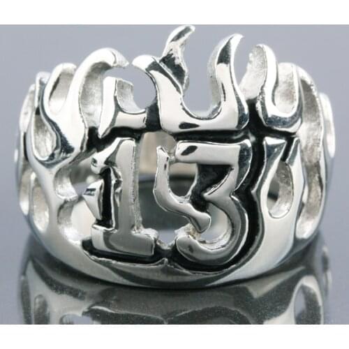 Silver Color Stainless Steel Luck Number 13 Ring Punk Gothic Style Finger Rings For Men Women Jewelry