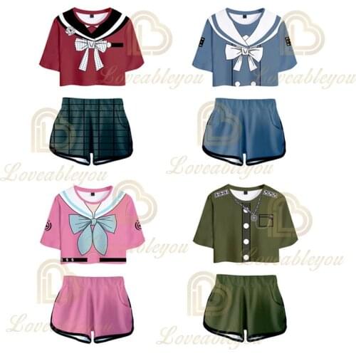 Anime T Shirt Shorts 3D 2 Piece Sets Cosplay Costume Funny Sportwear Women Sexy Crop tops Streetwear Funny Tracksuit