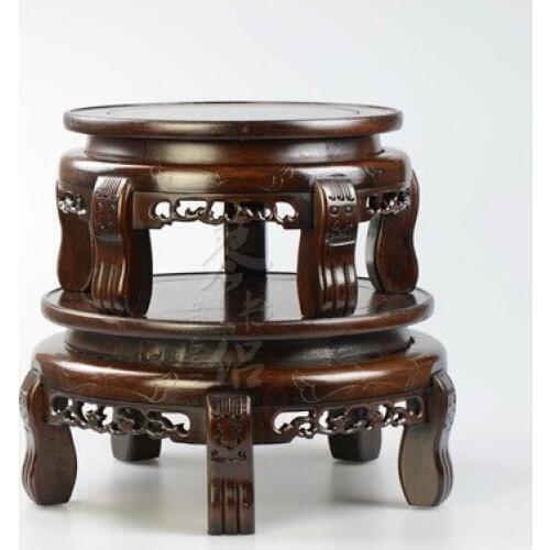 Red wood statues aquarium circular base bonsai Kistler jade vase flower holder a few crafts ornaments ottoman