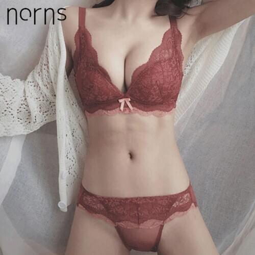 Norns Lace Lingerie Womens Small Corset Gathered and Received Side Breast Support Without Steel Ring Adjustable Sexy Bra Set