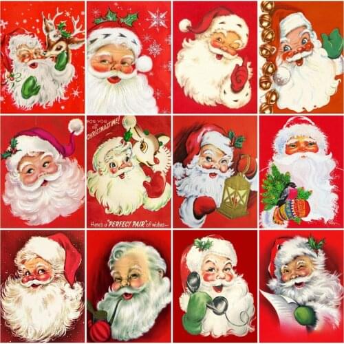AZQSD Full Square Diamond Painting Santa Claus Cross Stitch Needlework Diamond Embroidery Christmas Portrait Home Decoration