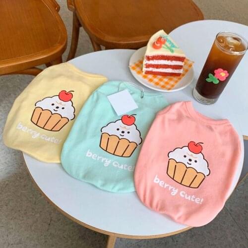 Cute Cake Dog Clothes Pet Summer Vest VIP Cat Breathable Bottoming Shirt Pink Puppy Pullover Home Service Pet Products