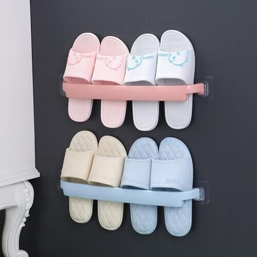 1pcs Towel Holder Free Punching Wall Mounted Bathroom Plastic Wall Mounted Bathroom Adhesive Towel Bar Storage Rack Holder