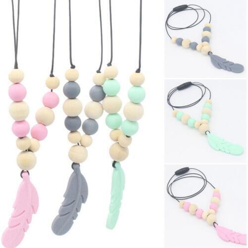 Food Grade Silicone Teething Necklace Baby Teething Toy Silicone Beads Baby Teether Necklaces Chewing Toys Toddler Shower Gifts