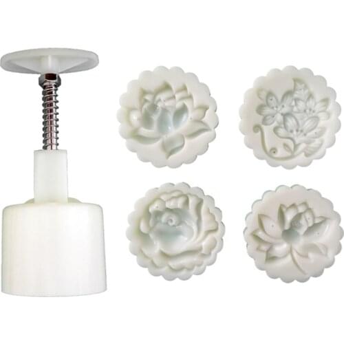 Plastic Mooncake Mold 75g Flower Stamp Cookie Cutter Mould DIY Baking Accessories Mid-Autumn Festival Kitchen Gadgets