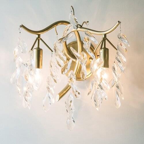 Bedside wall lamp living room bedroom American golden country French crystal iron aisle corridor background wall European style