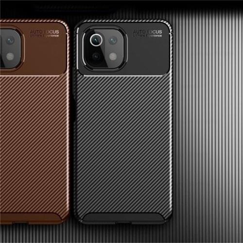 For xiaomi mi11 lite 2021 case carbon fiber phone covers on xiomi xaomi xiami mi 11 lite light 5g soft silicone shockproof coque