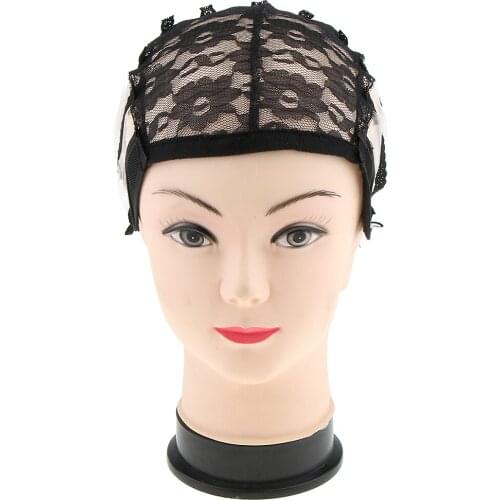 Adjustable Strap Stretchy Lace Front Wig Wigs Making Weave Elastic Hair Mesh Snood for Women Long Hair Black