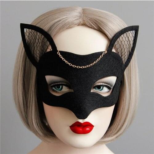 Luxury Venetian Masquerade Mask Women Girls Sexy Lace Black Cat Eye Mask For Fancy Dress Christmas Halloween Party