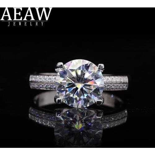 Moissanite Luxury Ring 3.0 Carat Diamond Ring Womens Fancy Wedding Rings 14k White Gold Jewelry Include Box Fine 14k White Gold