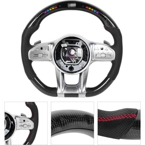 For AMG Performance Carbon Fiber LED Race Digital Display Steering Wheel Fit for Mercedes-Benz A/B/C/E/S/G/GLC/GLE Class 2010