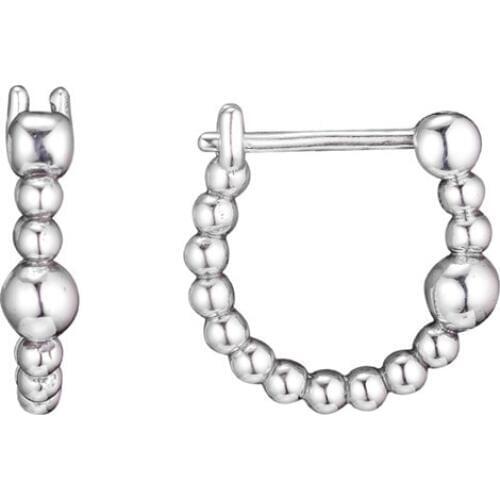 String of Beads Hoop Earrings 925 Sterling Silver Jewelry Women Earrings Fashion Design Silver Earrings Girl Jewelry Accessories