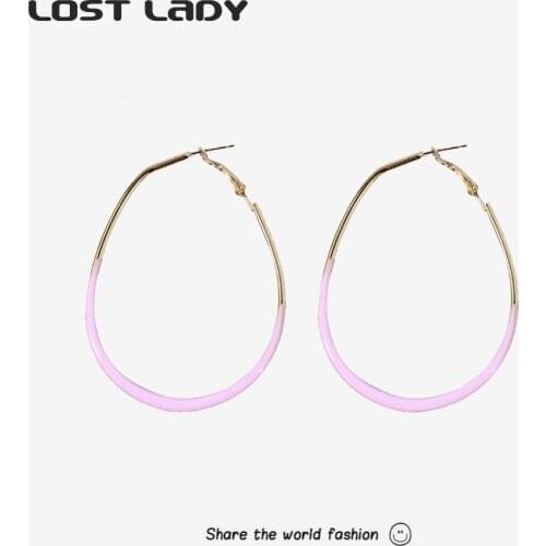Lost Lady Minimalist Large Hoop Earrings Statement Geometric Round Earrings for Women Modern Female Jewelry Wholesale