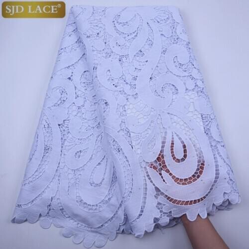 SJD LACE 2020Fashion African Cord Lace Fabric High Quality Guipure cord Lace With Eyelet Holes Water Soluble Lace For PartyA1818