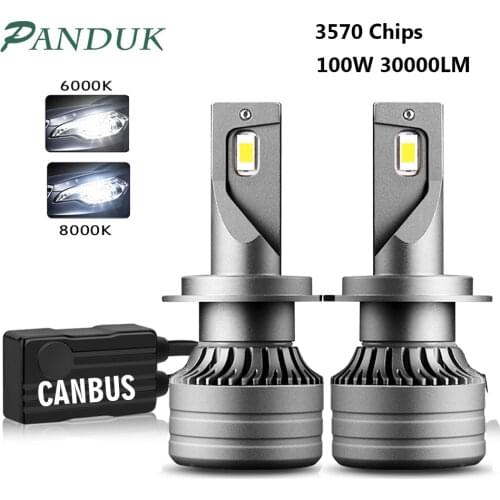 PANDUK 2Pcs 100W 30000LM Car Led Headlight H1 H4 H7 LED Canbus H8 H9 H11 9005 HB3 9006 HB4 High Beam Auto Lights Bulb Auto Turbo