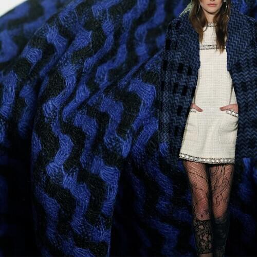 White Waxberry Italy Blue Black Plaid Tweed Worsted Wool Fabrics Garment Materials Women Suits Pants Sewing Cloth Fresshipping