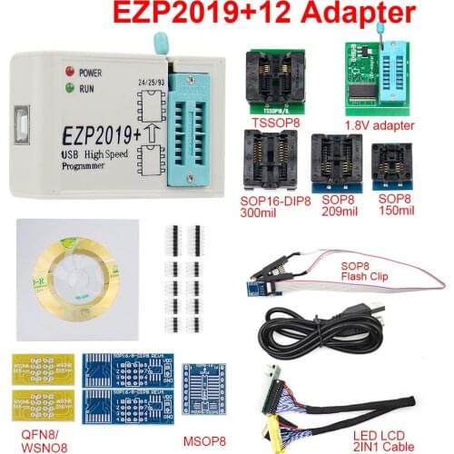 EZP2019 USB SPI Programmer Newest Version High-Speed Support24 25 93 EEPROM 25 Flash BIOS Chip with 12 Adapter