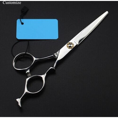 Customize logo japan 6cr13 steel 6 '' Bearing cut hair salon scissors cutting barber makas Thinning shears hairdressing scissors