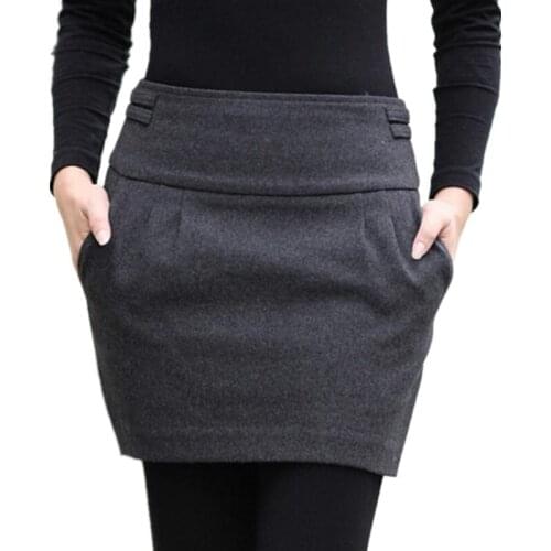 2021 Autumn Winter Women Mini Skirt Female Woolen Skirt Slim Elegant High Waist Short Skirt Skirts Women S389