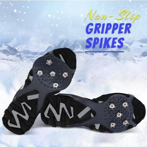 Universal NonSlip Gripper Spikes 1Pair 5Teeth Crampons Ice Gripper Spike Grips Cleats For Snow Studs Shoes Climbing Hiking Cover