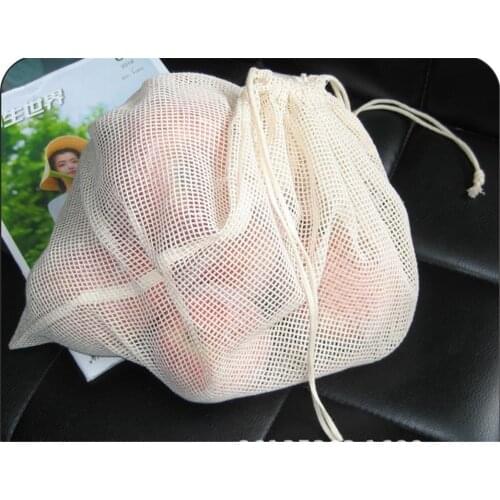 1pcs Pure Cotton Mesh Bag Fruit Mesh Bag Drawing Wire and Bundling Vegetable Cotton Mesh Receiving Bag Can Be Reused