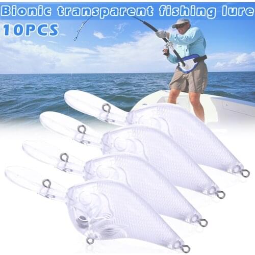 10pcs Unpainted Crankbait Bait Fishing Lure Body 9.5cm 11g Transparent Lures VIB DIY Vibration Bead Tackle Jerkbait