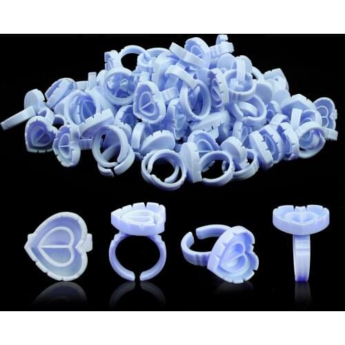100pcs Smart Glue Cups Lash Glue Holder Ring Cup Disposable Glue Cups Lash Glue Rings Fanning Blossom Cups For Eyelash Extension
