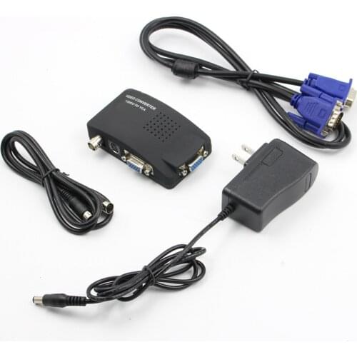 1080P CCTV DVR DVD TV BNC S-video VGA to VGA Converter Adapter Digital Box with EU/US Plug Power Adapter+VGA Cable+S-Video Cable