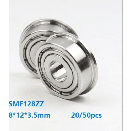 20pcs/50pcs SMF128ZZ Stainless steel bearings Mini Flange Bearings 8x12x3.5mm Miniature Deep groove Ball Bearing