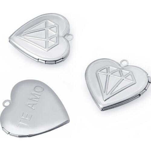 29mm Stainless Steel Locket Pendant Love Heart Photo Locket Frame Pendant Charms NO Fade