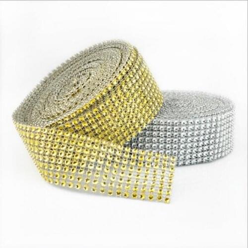 4CmX10Yards Diamond Sparkle Rhinestone Wraps Ribbon Gold Silver Wedding Party Home Decor Wedding Decoration Event Party Supplies