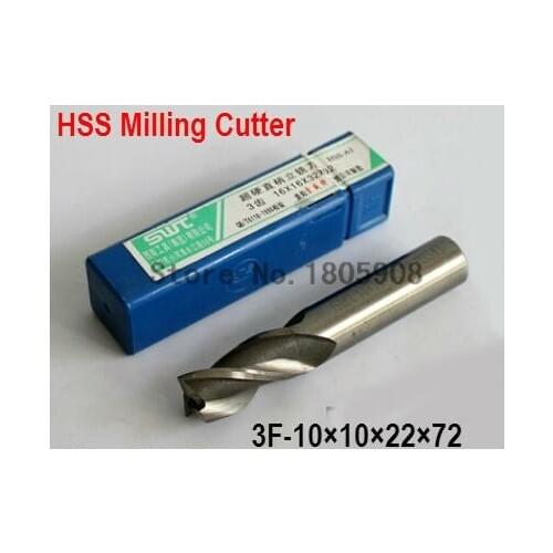 Free delivery 3 slot 5PCS M10.0 high speed steel straight shank vertical milling cutter milling cutter of end milling cutter