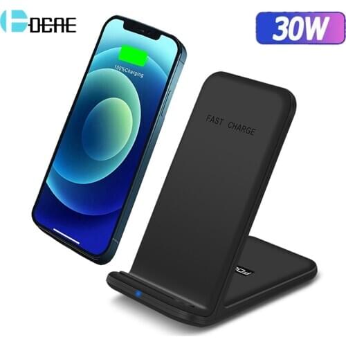 DCAE Fast 30W Wireless Charger Dock Station For iPhone 12 11 Pro Max Mini XS XR X 8 Plus Samsung S20 S10 Quick Qi Charging Stand
