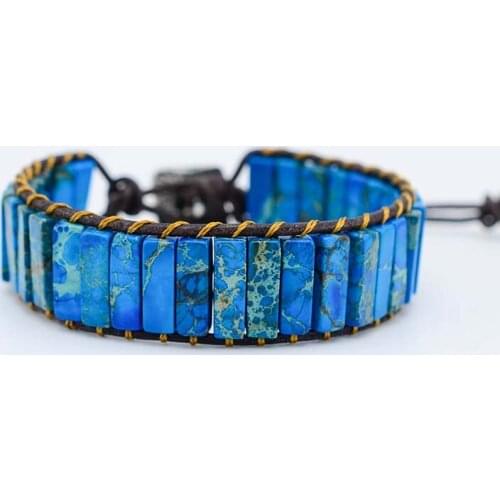 Blue Emperor Stone Bracelet Strip-shaped Boho Leather Wrap Bracelet Gifts