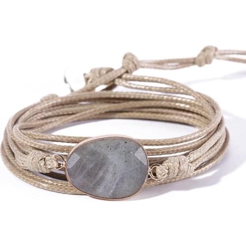 Rope Wrap Bracelet Natural Stones Labradorite Boho Long Friendship Bracelet Unique Handmade Ethnic Bracelets Dropshipping