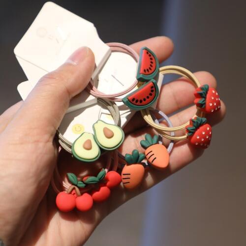 2PCS Cute Cartoon Avocado Watermelon Princess Headwear Kids Elastic Hair Bands Children Ropes Girls Accessories Baby Headdress