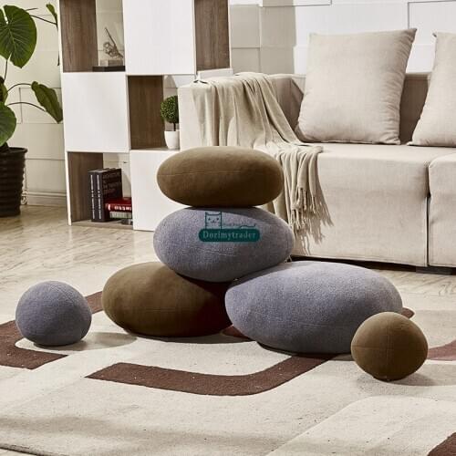 Dorimytrader 1 Set 6pcs Emulational Soft Stone Shape Plush Cushion Big Stuffed Mix Color Cobblestone Pillow Kids Doll DY60830