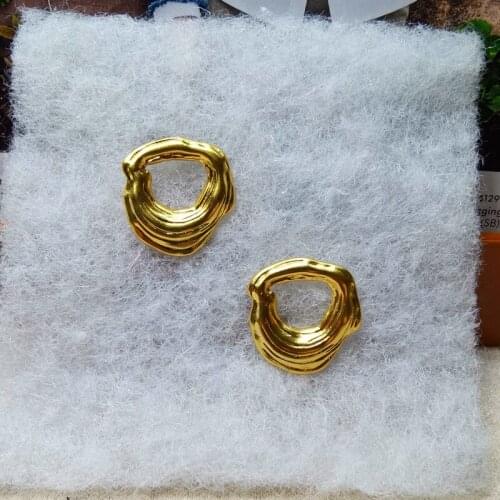 European and American temperament simple Earrings brass geometric texture retro Earrings Jewelry