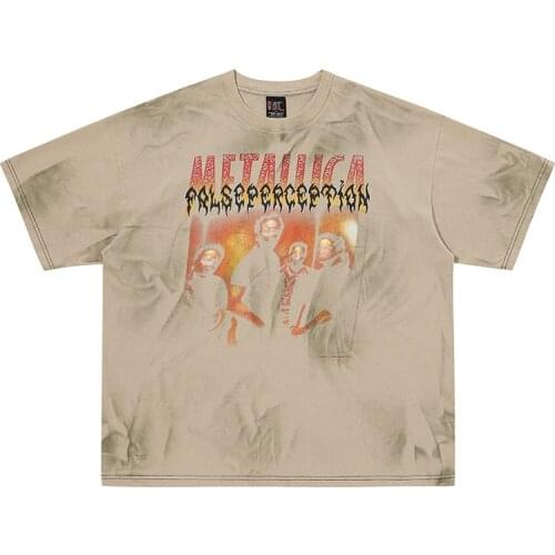 Techwear Distressed Print Tie Dye Men Streetwear TShirts Summer Short Sleeve Reverse Seam T-Shirts Hip Hop Casual Loose Tops Tee