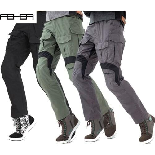 Summer Breathable Motorcycle Pants Men Multi-Pocket Overalls Ce Protective Gear Motocross Overalls Durable MotorBike Riding Pant