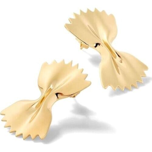 Creative Pasta Stud Earrings For Women 2021 Cool Food Jewelry Gold Silver Color Large Bowtie Earrings Jewelry Bracelet Bijoux