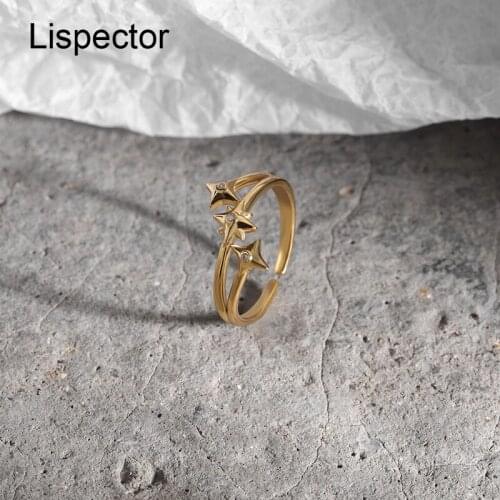 Lispector 925 Sterling Silver Korean Multilayer Stars Rings for Women Minimalist Zircon Open Ring Party Female Jewelry Gifts